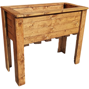 Hand Made Rustic Wooden Large Raised Trough-Planter - Brown by Samuel Alexander