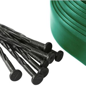 Flexible Plastic Lawn Edging with 120 Pegs Mallet - 30m x 4cm - Green - Green by Harbour Housewares