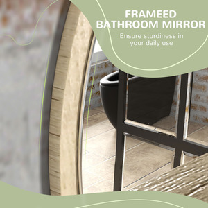 kleankin Round Bathroom Mirror with Shelf Wall Mounted Makeup Mirror by kleankin