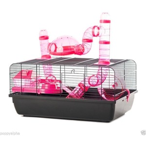 Small Animal Cage Pink Plastic With Tubes Brand New Single Tier - The Landmark - Pink by Little Friends