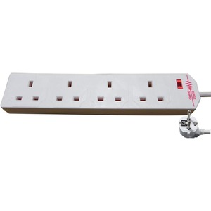 4 Way 2M Surge Protected Travel Extension UK to Europe - White by ShaniTech