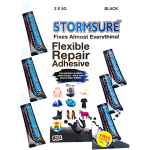 Stormsure Black Flexible Repair Adhesive 3x5g - Black by STORMSURE
