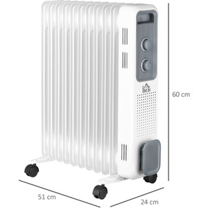 HOMCOM 1000W and 2000W and 3000W Oil Filled Radiator - White by HOMCOM