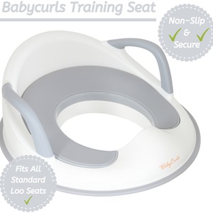 Toilet Training Seat With handles and Double Step Stool Bundle - White by Babycurls