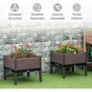 Outsunny Set of 2 Garden Raised Bed - Brown by Outsunny