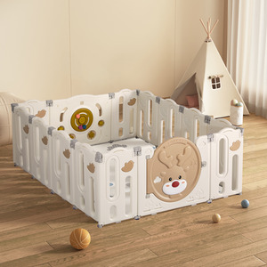 Foldable Baby Playpen - White / 14 Panels by Dekko