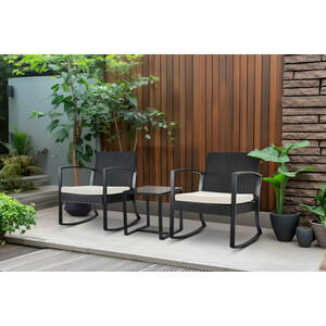 Monza Rocking Bistro Set - Black by Outdoor Essentials