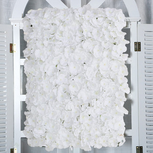 Handcrafted White Silk Hydrangea Flower Panel - White by Livingandhome