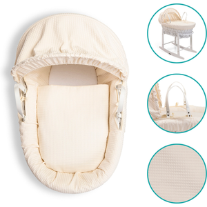 Waffle White Wicker Moses Basket - Cream by Clair de Lune