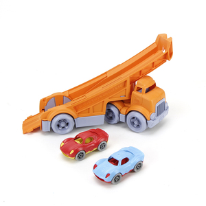 Racing Truck with 2 Race Cars - Orange by Green Toys