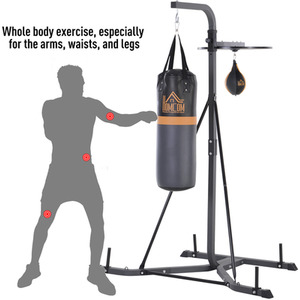 HOMCOM Freestanding Boxing Punch Bag and Speed Ball Station - Black and Gray by HOMCOM
