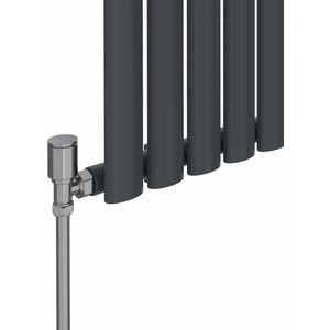 Oval Single Panel Vertical Radiator Anthracite 1800mm Tall - Anthracite / 59cm by Right Radiators