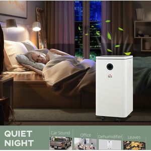HOMCOM Portable Dehumidifier with WiFi Smart App Control for Home Laundry - White, Black by HOMCOM