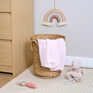 Soft Cotton Cellular Pram Blanket - Pink by Clair de Lune