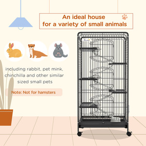 PawHut 6-Level Removable Small Animal Cage, 131cm - Black - Black by PawHut