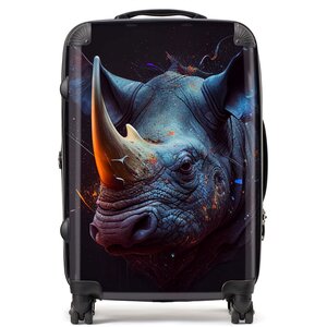 Rhino Face Splashart Suitcase - Grey / 80l by Warren Reed - Designer