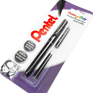 Pentel Pocket Brush Pen - With 2 Ink Cartridge Refills by Pentel