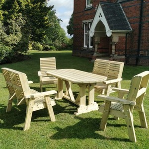 Ergo 6 Seat Table Set 2XC 2XB - wood by Churnet Valley Gerden Furniture