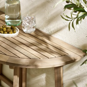 Lox 2 Seat Half Round Folding Solid Wood Outdoor Table Set - Beige by FurnitureboxUK