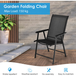Set of 4 Folding Garden Chairs - Black by Costway