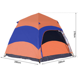 Outsunny Six Man Hexagon Pop Up Tent - Orange and Blue by Outsunny