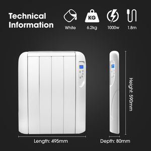 Electric Wall Mounted Panel Heater 24hr Timer and Digital Thermostat - White / 1 by Futura