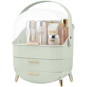 Makeup Organizer with Dustproof Drawers and Golden Accents - Mint Green by Livingandhome