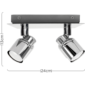 Benton 4 Way Square Spotlight IP44 Adjustable Ceiling Light - Chrome by ValueLights