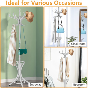 Costway Floor Standing Hat Coat Jacket Stand Solid Wood Hanger - Grey by Costway