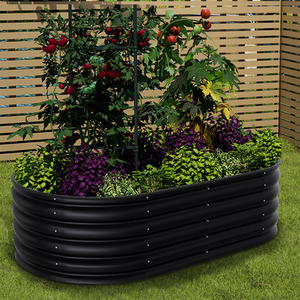 Silver Galvanized Steel Oval Raised Garden Bed by Livingandhome