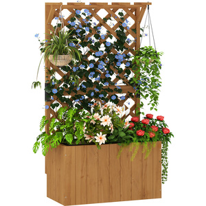 Outsunny Wooden Raised Garden Planter Box with Trellis by Outsunny