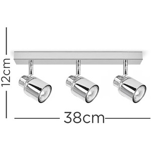 Benton Bathroom IP44 3 Way Bar Ceiling Spotlight - Polished Chrome by ValueLights