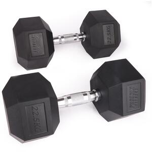 Phoenix Fitness Hex Dumbbell Pair - Black / 22.5kg by Phoenix Fitness