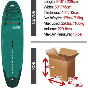 Aqua Marina Breeze 9ft10 All Round Inflatable Stand Up Paddle Board - Silver Tree Green by Aqua Marina