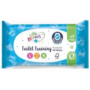Toilet Training Flushable Wipes - Blue by Little Heroes