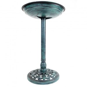 Oypla Traditional Ornamental Garden Bird Bath Pedestal - Green by Oypla
