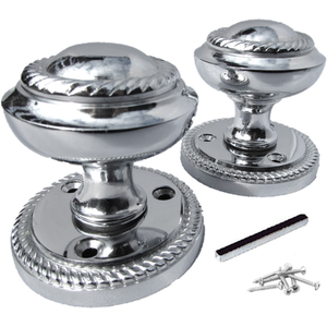 Door Knobs Round Georgian Roped Mortice Knob - Chrome Polished 62mm - Silver by Betley Butterfly