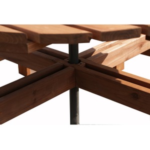 BIRCHTREE 8 Seater Wooden Picnic Table Round Pub Bench - Brown by BIRCHTREE