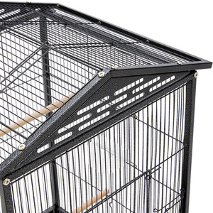 Movable Open-Style Bird Cage in House Shape - Black by Livingandhome