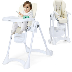 Costway Adjustable Baby High Chair-Beige - White by Costway