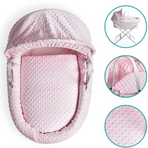 Dimple White Wicker Moses Basket - Pink by Clair de Lune