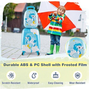 ABS Kids Suitcase Backpack Luggage Set - Blue by Costway