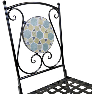 Garden Blue Mosaic 5 Piece Dining Set With Folding Chairs Patio - Blue by Charles Bentley