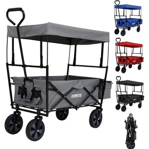 Foldable Cart With Roof - Grey by Arebos