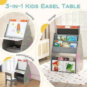 Double-Sided Kids Art Easel Toddler Table Chair Set by Costway