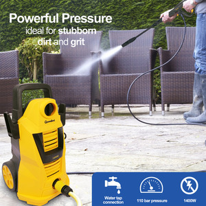 Powerful Electric 1400W Pressure Washer With Car Kit - Yellow by Groundlevel