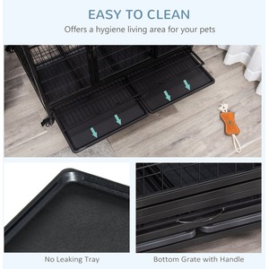 PawHut Metal Heavy Duty Dog Cage - Black / 76cm / 109cm by PawHut