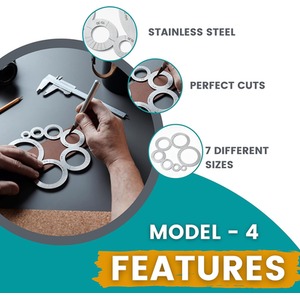 Stainless Steel Leather Corner and Circle Cutting Template Guide Tool - Silver / Model 4 by NOVECRAFTO