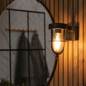 Fanar Industrial Black Bathroom Wall Light - Black by ValueLights