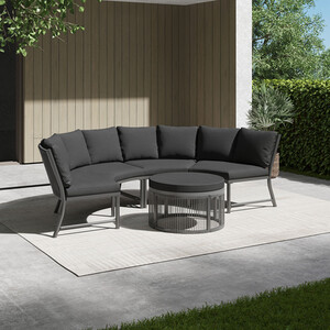 Rowena Curved Sofa Set - Black by Malay